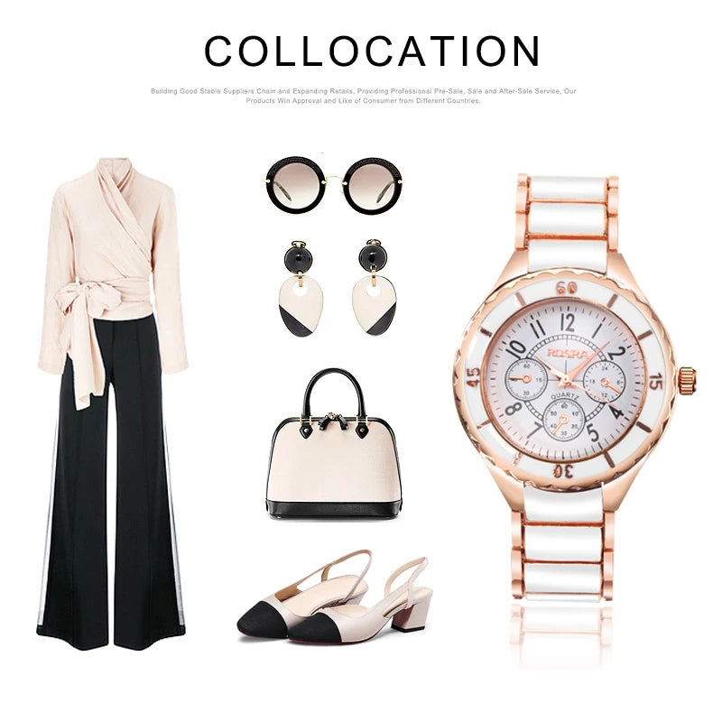 Rose Gold White Watch Women Watch Classic Steel Ceramic Ladies Wristwatch Clock Reloj Mujer Montre Female Relogio Feminino Saati