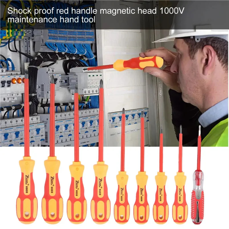 Juego de destornilladores magnéticos multifuncionales con aislamiento - Puntas Phillips/Plana, Herramientas manuales profesionales para electricistas