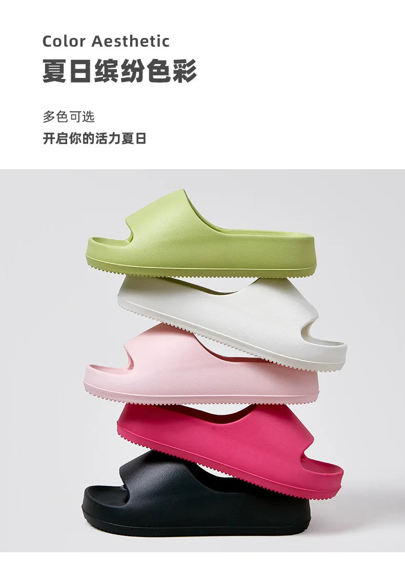 Comwarm, zapatillas de plataforma para mujer, sandalias suaves de suela gruesa de EVA, zapatillas de tacón plano de fondo alto a la moda, chanclas informales antideslizantes para casa