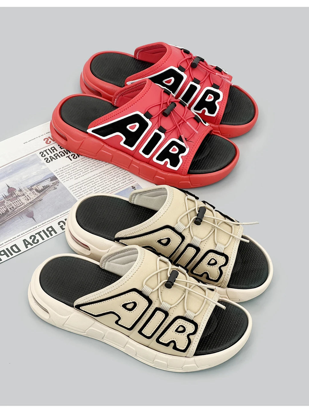 Zapatillas de Hombre con diseño de cojín de aire, novedad de verano, Zapatillas deportivas antideslizantes suaves de PVC para Hombre, Chanclas para Hombre