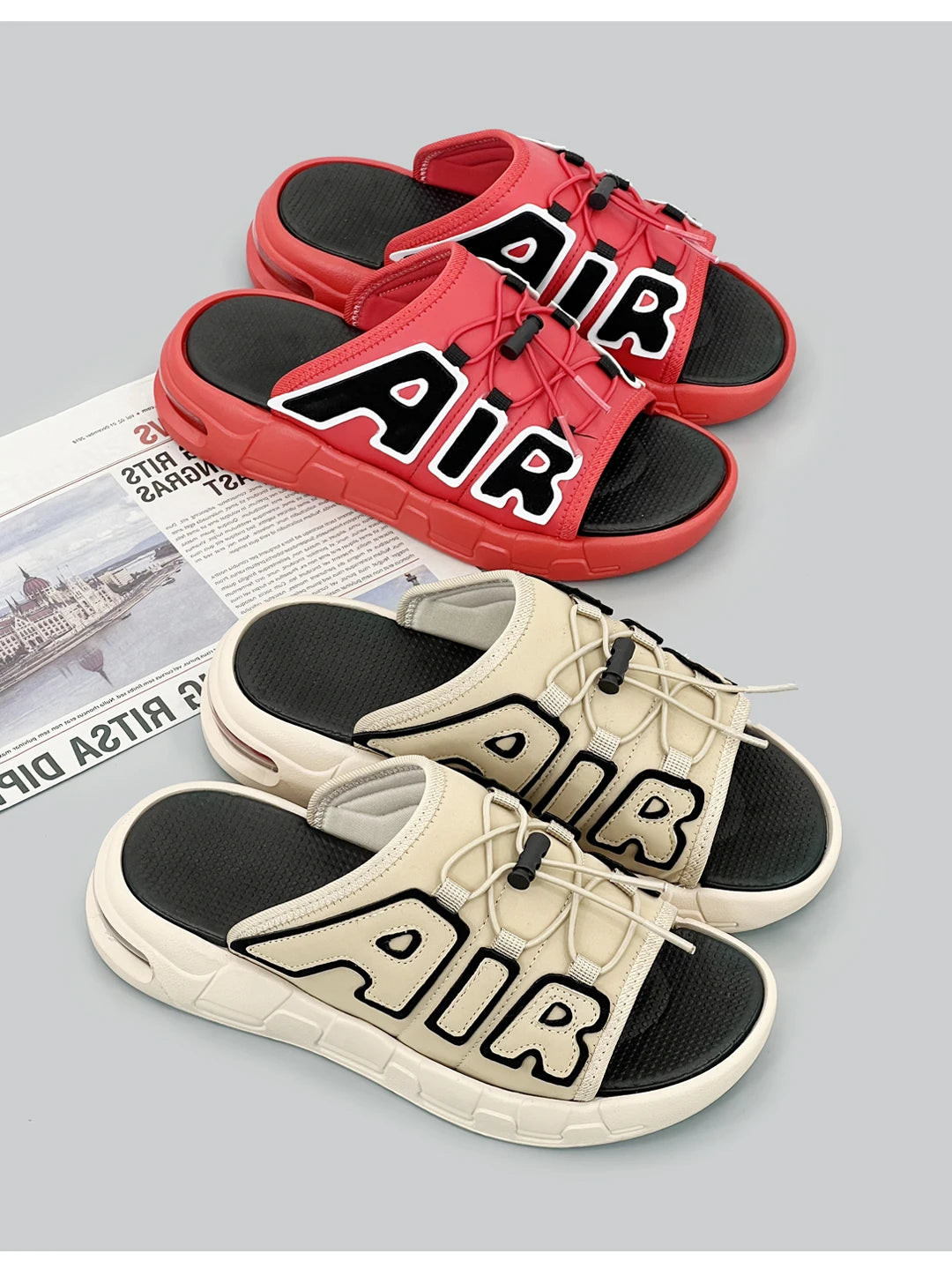 Zapatillas de Hombre con diseño de cojín de aire, novedad de verano, Zapatillas deportivas antideslizantes suaves de PVC para Hombre, Chanclas para Hombre