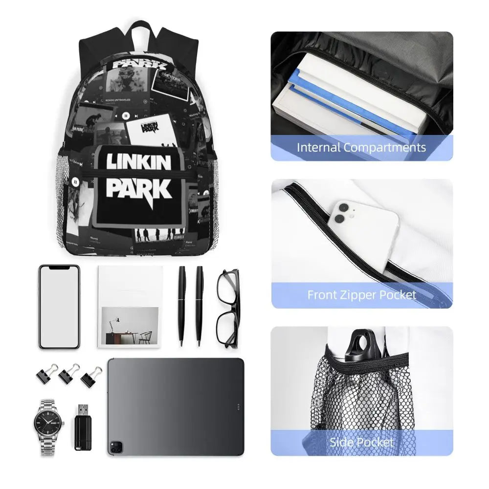 L-Linkin-S P-Park-S Band Mochila para estudiantes Mochila escolar Mochila de viaje para senderismo para niños y niñas Mochila de moda Bolsos de hombro