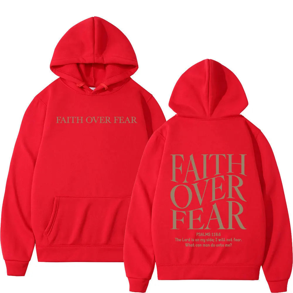 Faith Over Fear-sudaderas con capucha para hombres y mujeres, sudaderas con capucha de lana de gran tamaño, moda Harajuku, versículo de la Biblia de Jesús, Otoño e Invierno