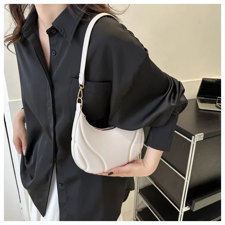 Elegante bolso de axila de cuero de Pu en relieve para mujer, bolso de hombro, bolso de mano de moda, bolso cruzado versátil para ir al trabajo