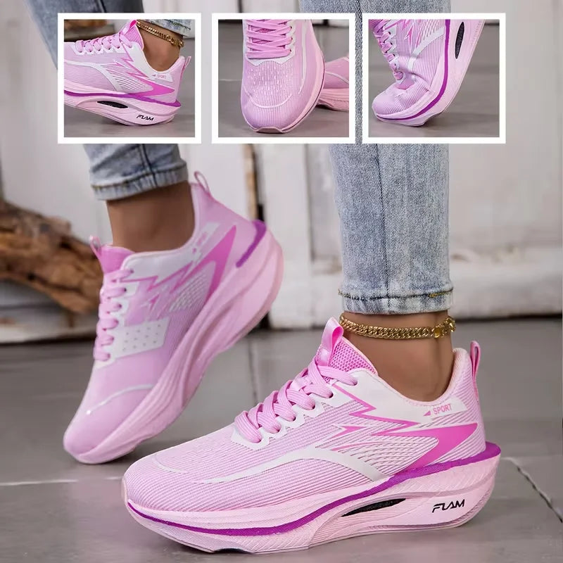 Zapatillas Deportivas para Mujer 2026, Transpirables, de Malla Tejida, Cómodas, Planas, con Cordones, Modernas, Casuales, para Correr al Aire Libre