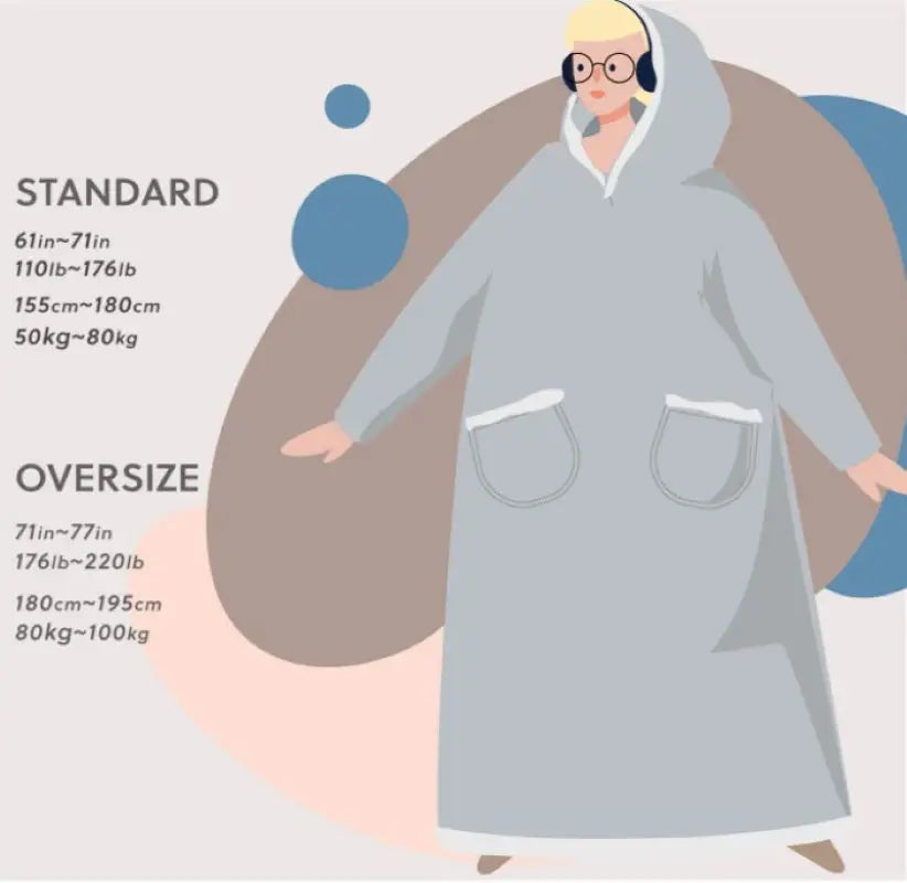 Suer-Manta larga de franela Sherpa, manta cálida de invierno con mangas, sudaderas con capucha, manta de TV de gran tamaño, jersey