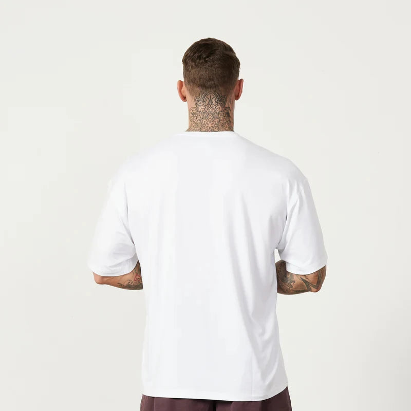 Camiseta holgada de algodón para hombre, camisa de manga corta con hombros caídos para Fitness, gimnasio, culturismo, Tops deportivos de verano