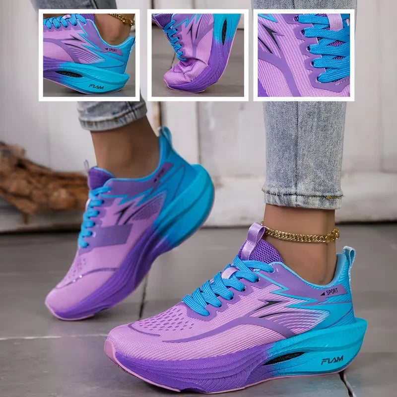 Zapatillas Deportivas para Mujer 2026, Transpirables, de Malla Tejida, Cómodas, Planas, con Cordones, Modernas, Casuales, para Correr al Aire Libre