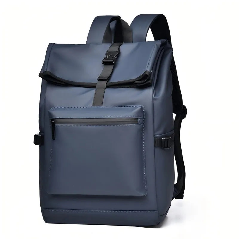 Mochila de gran capacidad: elegante bolso de viaje y viajero negro sólido con correas ajustables, múltiples compartimentos, mochila de viaje