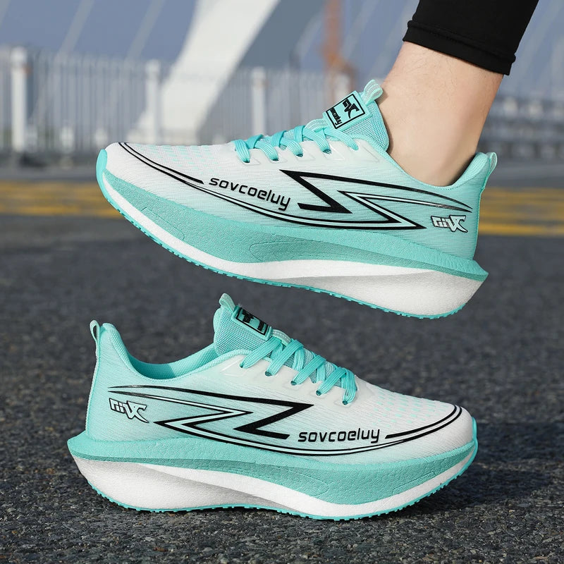 Zapatillas de Running con Placa de Carbono Degradado para Mujer, Estilo Pareja, Ligeras, Transpirables, con Amortiguación, Versátiles y Modernas