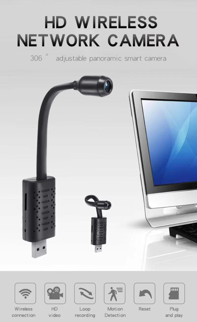 Mini Cámara de Seguridad WiFi 1080P – Visión Nocturna, Detección de Movimiento, Grabación en Bucle