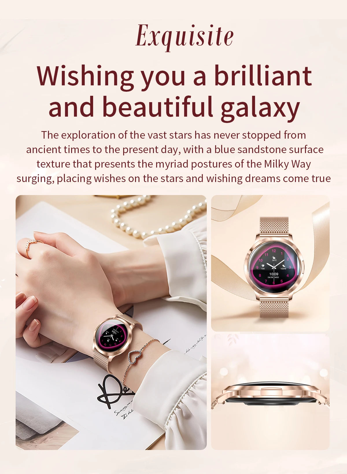 Nuevo reloj inteligente para mujer 1,32 "AMOLED pantalla completamente táctil Bluetooth llamada presión arterial IP68 impermeable NFC 7,3mm pulsera ultrafina