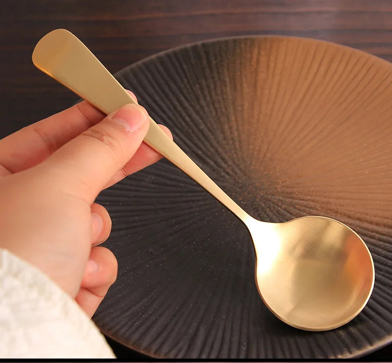 Cuchara redonda de cobre puro CL, hecha a mano, creativa, linda, de alta calidad, gruesa, para uso doméstico, apta para adultos.
