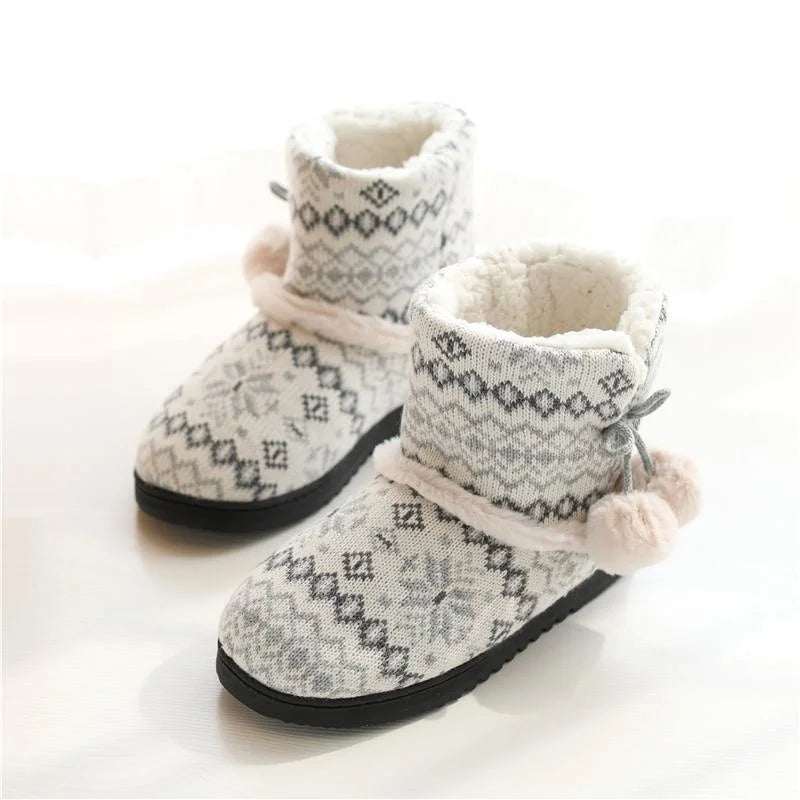 Zapatillas de Invierno para mujer, botines cálidos de felpa para interiores y exteriores, botas bonitas para el hogar