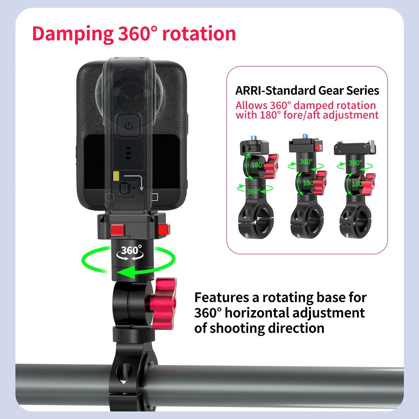 Soporte de Cámara para Manubrio de Bicicleta 360° – Magnético, Aluminio, para DJI OSMO y GoPro