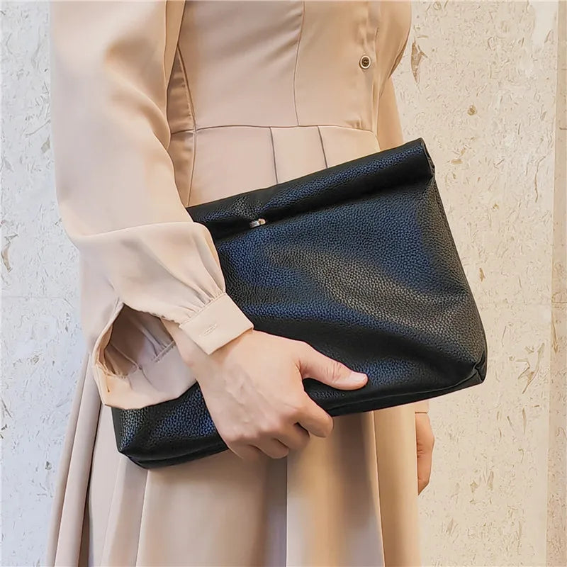 Bolsos de mano informales para mujer, bolsos de noche de cuero PU suave, bolso tipo sobre para fiesta, bolso para teléfono y portátil, Bolso de mano