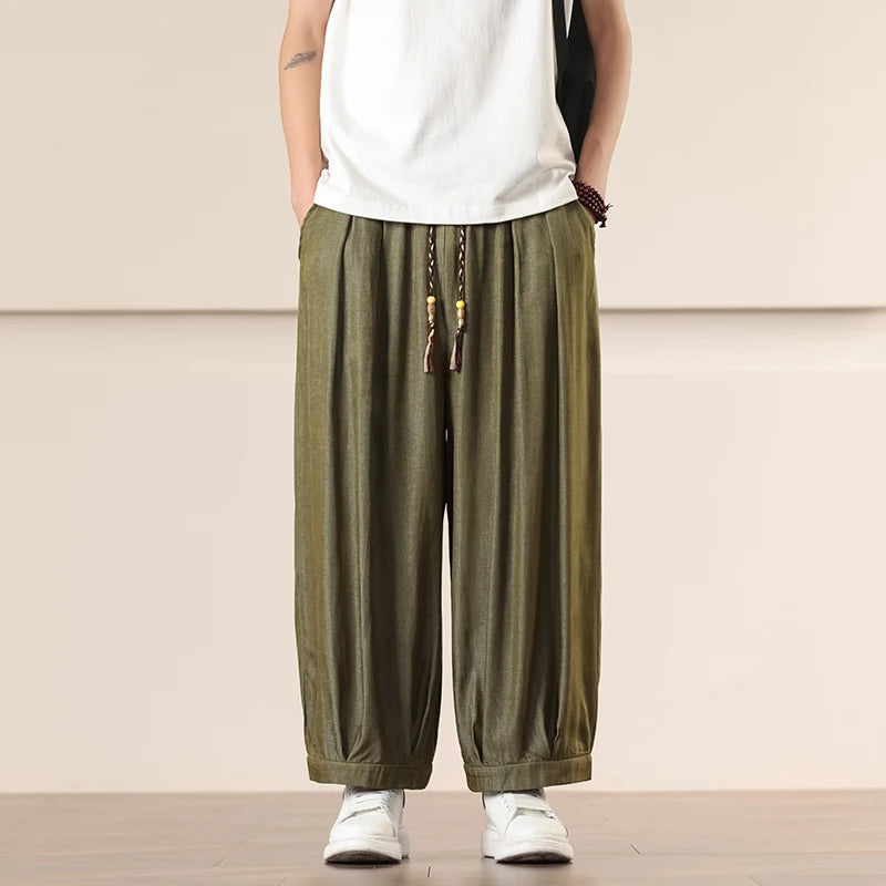Pantalones Anchos Holgados de Hombre Estilo Chino para Primavera 2026, Pantalones Harem Casuales de Nueve Puntos para Hombre, Joggers Hip Hop de Otoño