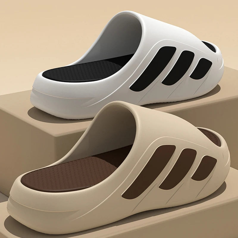Nuevas zapatillas deslizantes para hombre con un sentido, alto valor estético, uso externo, parte inferior gruesa antideslizante, zapatillas frescas de playa para hombre