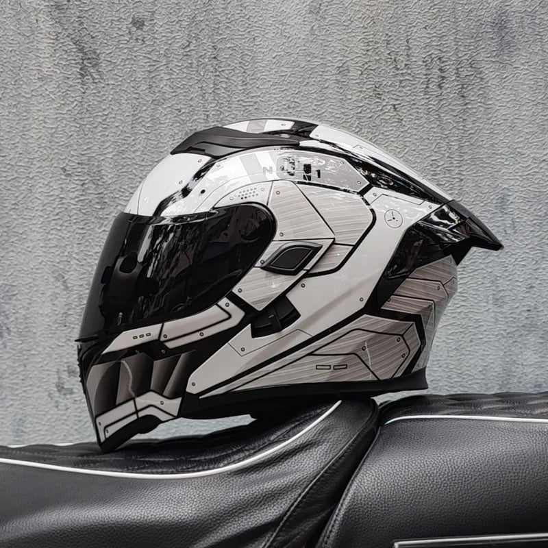 ORZ nueva calidad DOT doble lente Flip casco Abs cara completa motocicleta todoterreno casco de carreras de motos ala trasera personalizada