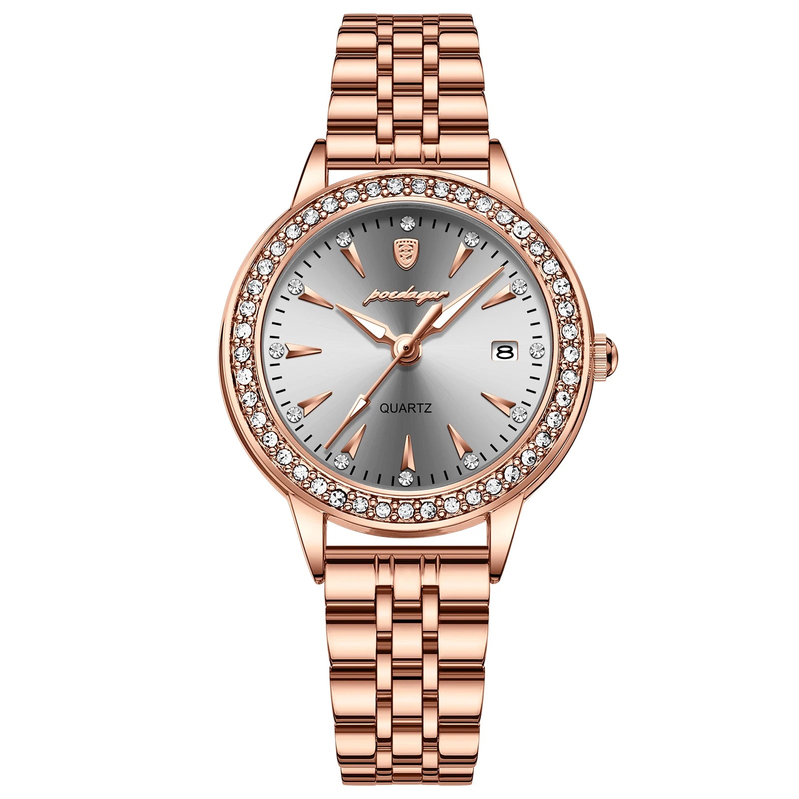POEDAGAR, reloj informal de lujo para mujer, reloj resistente al agua con fecha para mujer, relojes de cuarzo elegantes con diamantes para mujer, reloj sencillo para mujer
