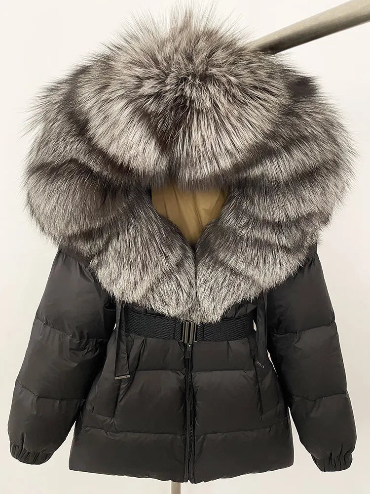 OFTBUY 2025 new women's winter clothing, white duck down coat, natural fox fur hooded jacket, fashionable warm padded jacket for women