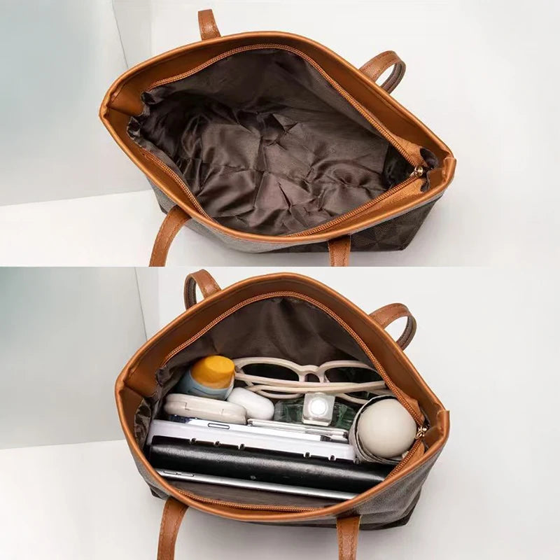 Bolso de Hombro de Gran Capacidad, Bolso de Mano de Cuero PU para Mujer, para Viajes Diarios y Uso Casual, Bolso Tote Versátil