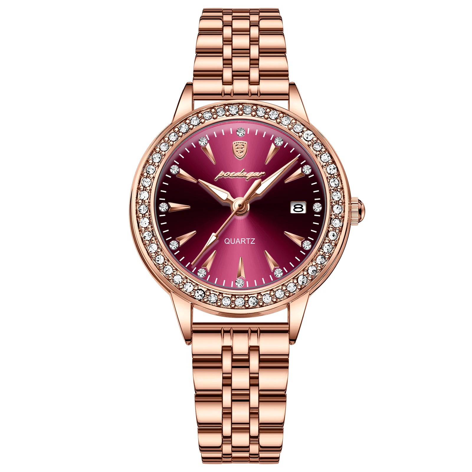 POEDAGAR, reloj informal de lujo para mujer, reloj resistente al agua con fecha para mujer, relojes de cuarzo elegantes con diamantes para mujer, reloj sencillo para mujer