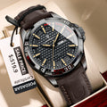 Reloj de pulsera POEDAGAR Original para hombre, Reloj de lujo resistente al agua con fecha luminosa y semana para hombre, relojes deportivos de cuero de cuarzo para hombre