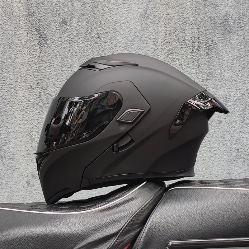 ORZ nueva calidad DOT doble lente Flip casco Abs cara completa motocicleta todoterreno casco de carreras de motos ala trasera personalizada