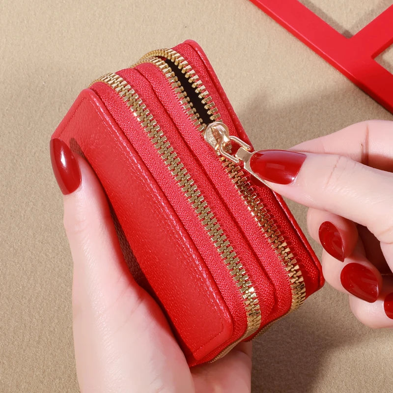 Cartera corta con cierre transparente para mujer Patrón de lichi Monaiea-cartera con múltiples ranuras para tarjetas, gran capacidad, a la moda