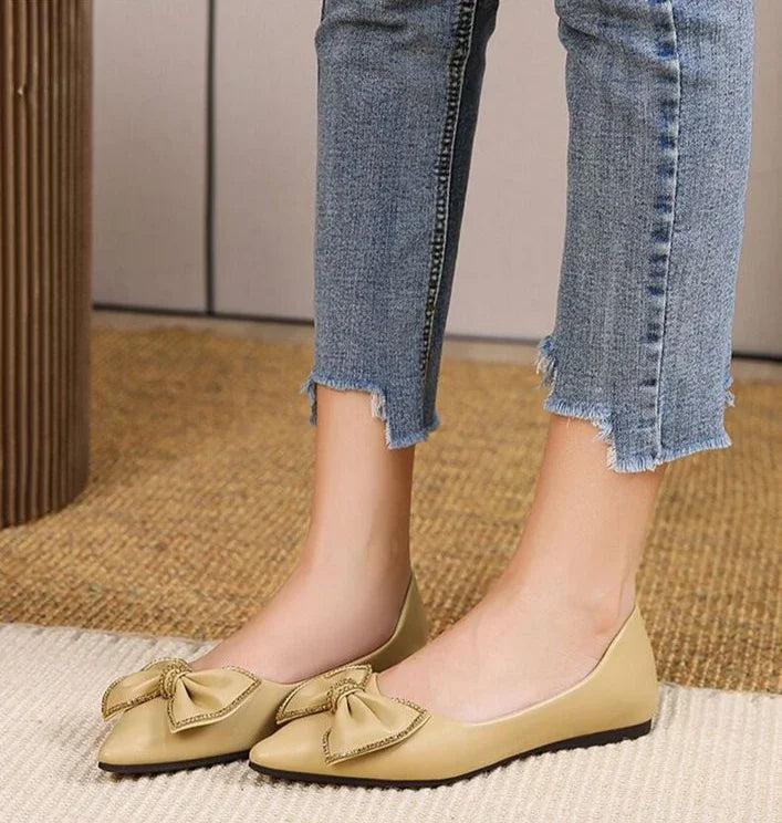Zapatos planos con punta puntiaguda y lazo para mujer, calzado de oficina con tacón en promoción, estilo coreano, Popular, para vacaciones, Social, calzado para mujer joven