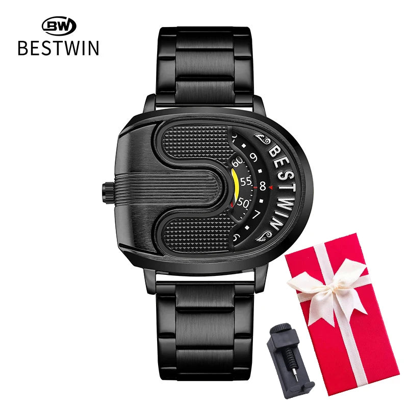 Relojes dorados de lujo para hombre, diseño único, banda de acero inoxidable, Dropship dorado, reloj masculino de alta calidad