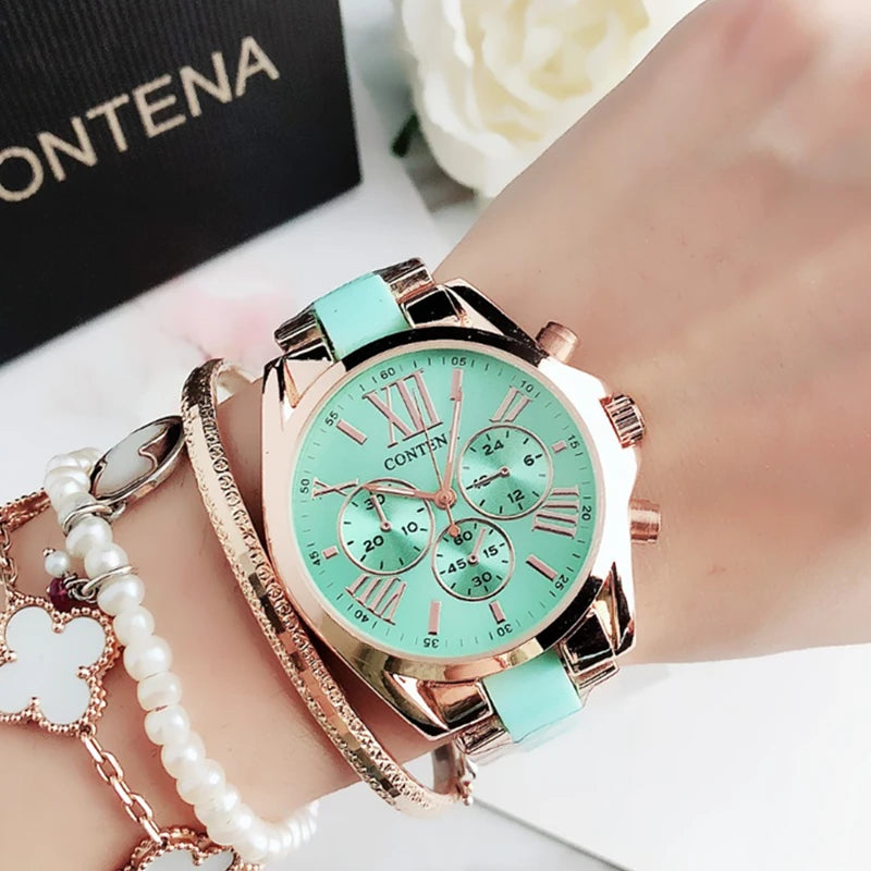 CONTENA, relojes de lujo de la mejor marca para Mujer, pulsera de acero creativa a la moda, relojes para Mujer, Reloj de cuarzo para Mujer, Reloj para Mujer