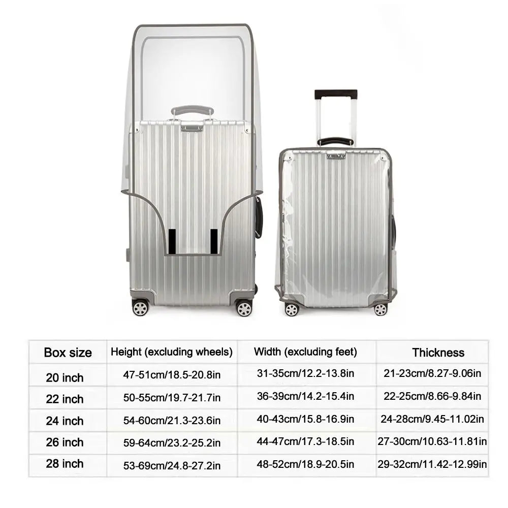 Funda protectora de equipaje de viaje de 16-28 pulgadas, cubierta protectora de equipaje impermeable de PVC, funda protectora transparente a prueba de polvo para equipaje