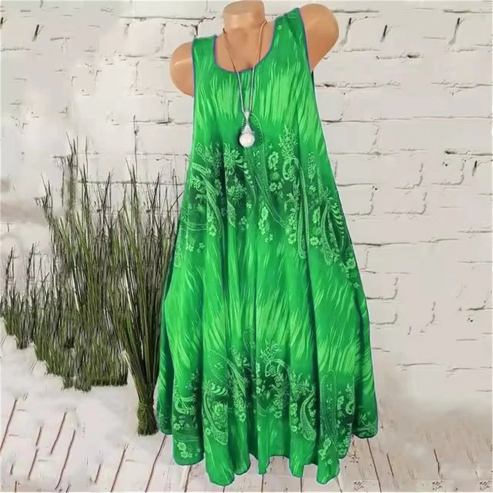 Women's Tie-Dye Print Mini Dresses, Sleeveless 3D Printed Summer Dresses, Vintage Style, Casual Dress for Ladies, Plus Size 3XL