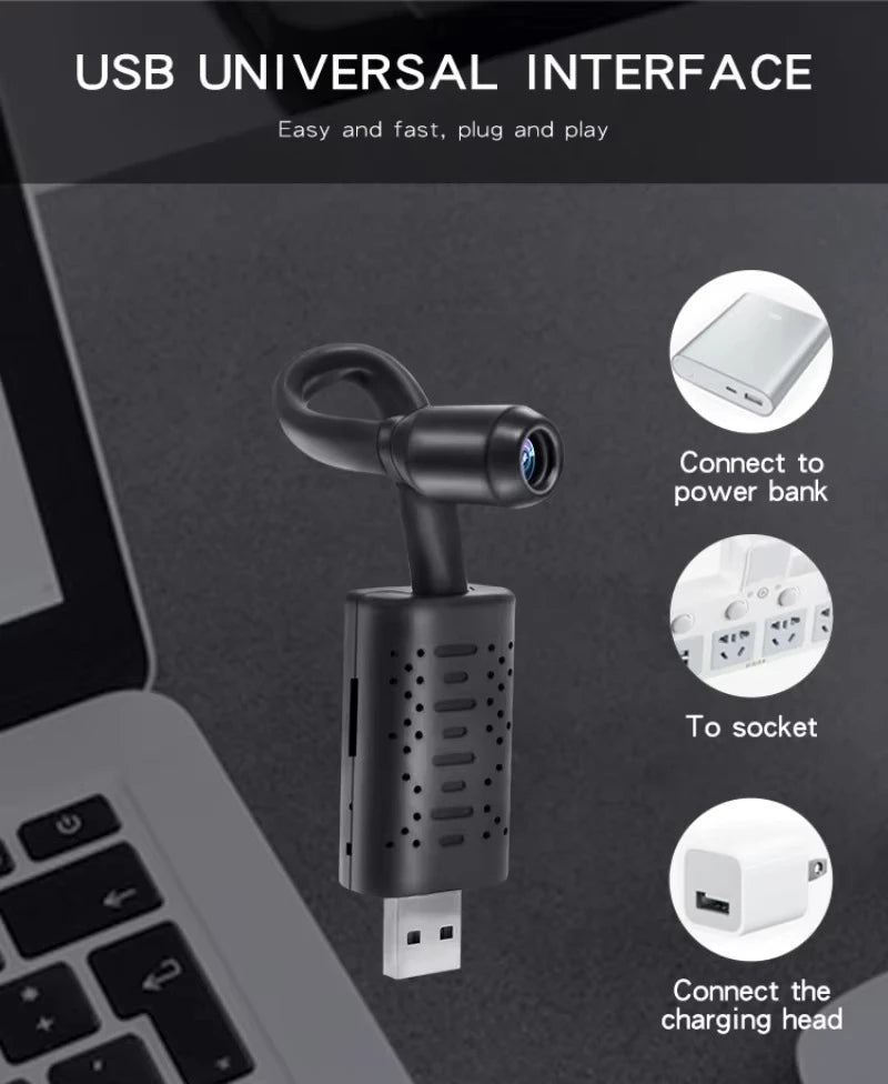 Mini Cámara de Seguridad WiFi 1080P – Visión Nocturna, Detección de Movimiento, Grabación en Bucle