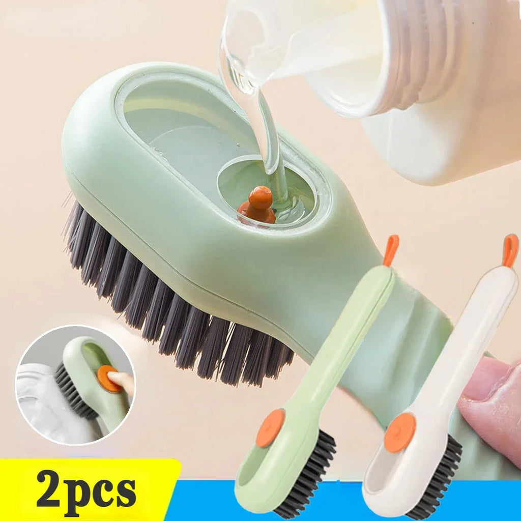 Cepillo de limpieza multifunción para zapatos, cepillo suave automático con dispensador de líquido, cepillo de mango largo para ropa, herramientas de limpieza para el hogar