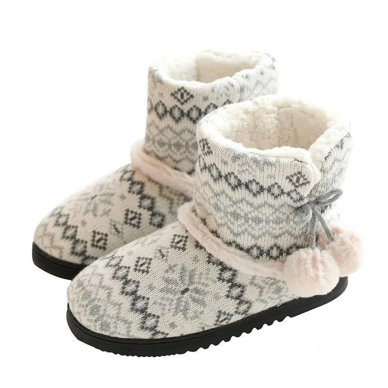 Zapatillas de Invierno para mujer, botines cálidos de felpa para interiores y exteriores, botas bonitas para el hogar