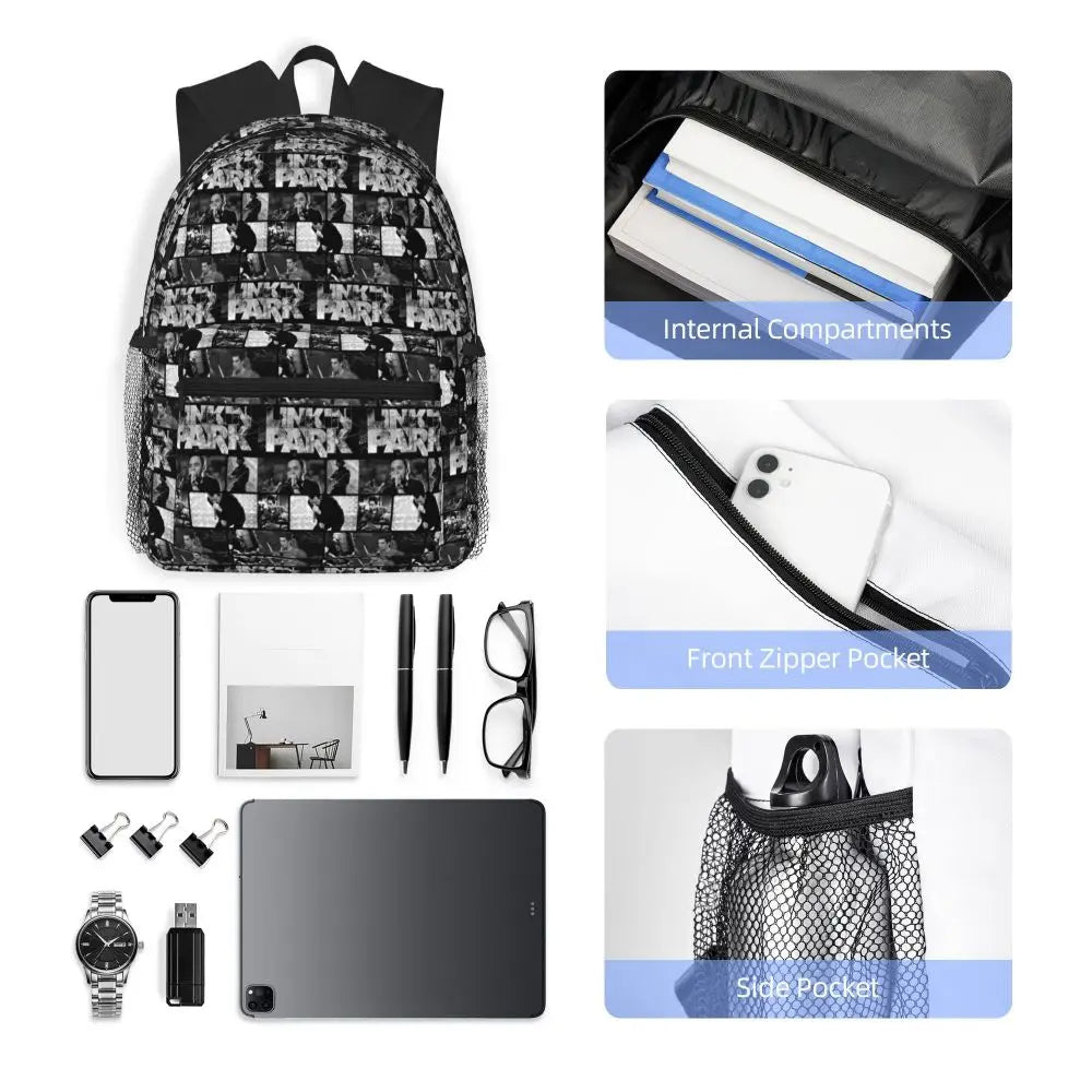L-Linkin-S P-Park-S Band Mochila para estudiantes Mochila escolar Mochila de viaje para senderismo para niños y niñas Mochila de moda Bolsos de hombro