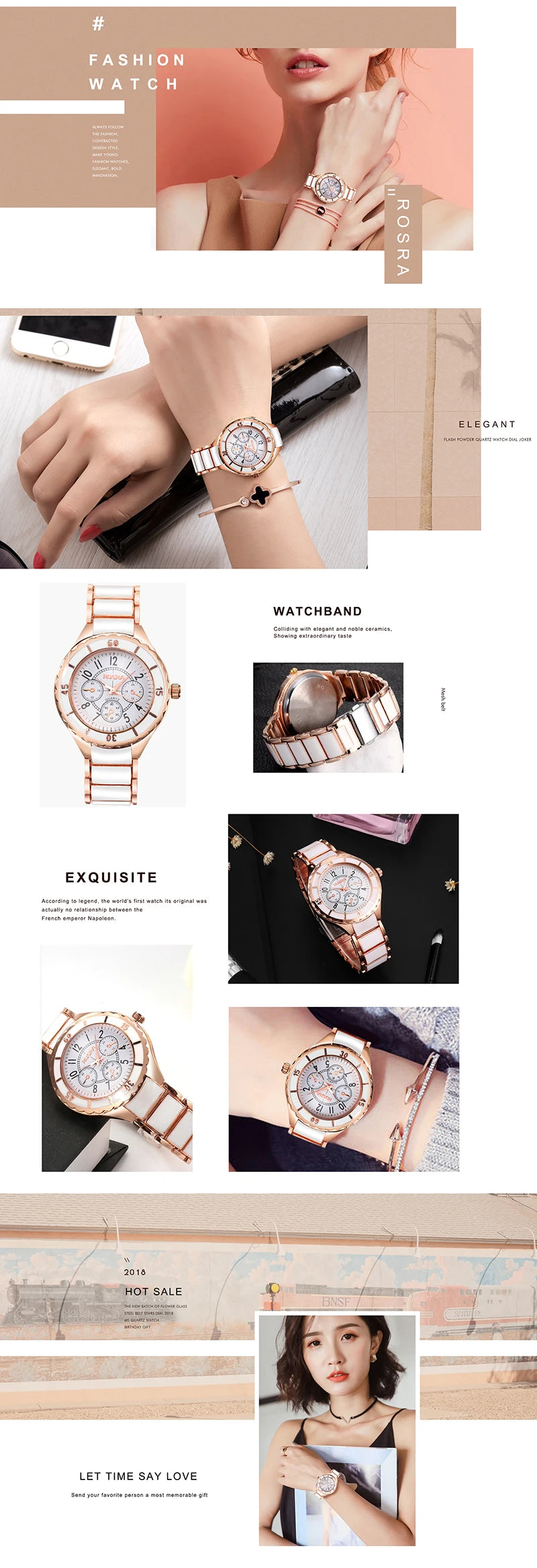 Rose Gold White Watch Women Watch Classic Steel Ceramic Ladies Wristwatch Clock Reloj Mujer Montre Female Relogio Feminino Saati