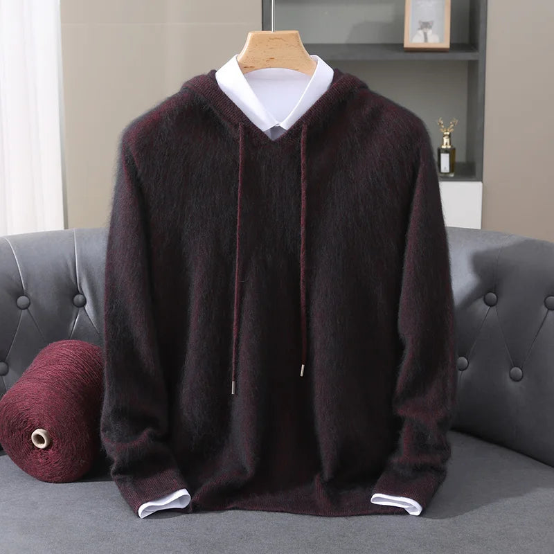 Jersey nuevo para hombre, suéter de cachemira de visón 100%, suéter informal de punto de negocios para otoño e invierno, suéter con capucha y cuello redondo para hombre, mangas completas