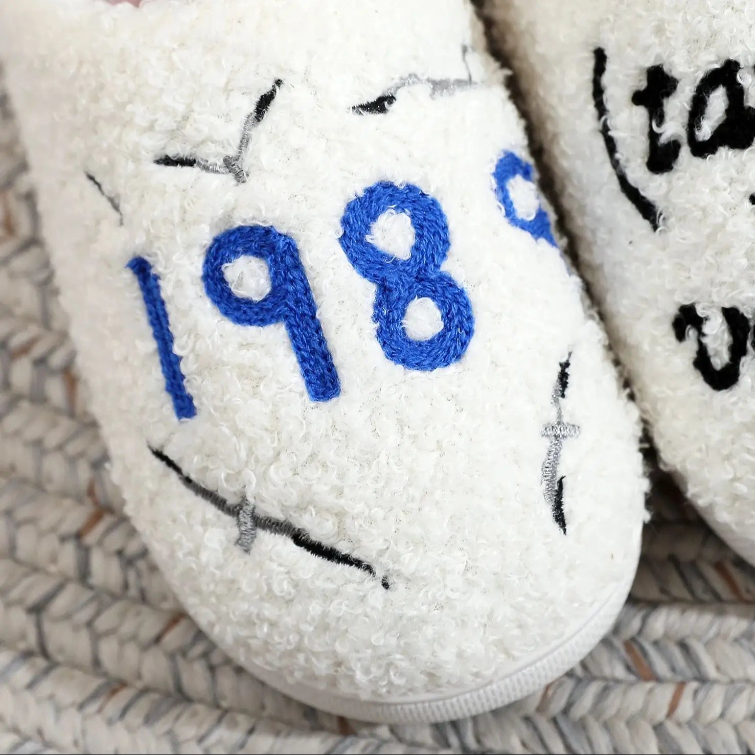 Music Idol 1989 Taylor Letter bordado relleno hogar suela gruesa piel a cuadros zapatillas de algodón lindo cálido antideslizante zapatillas de interior regalo para amigos