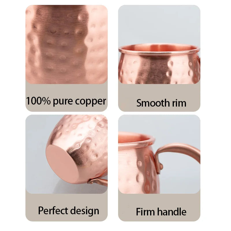 Taza Moscow Mule 100% Cobre, Tazas de Cerveza Duraderas de Cobre, Taza de Café de 350 ml, Taza de Leche, Taza de Bar de Cobre Puro, Artículos para Beber
