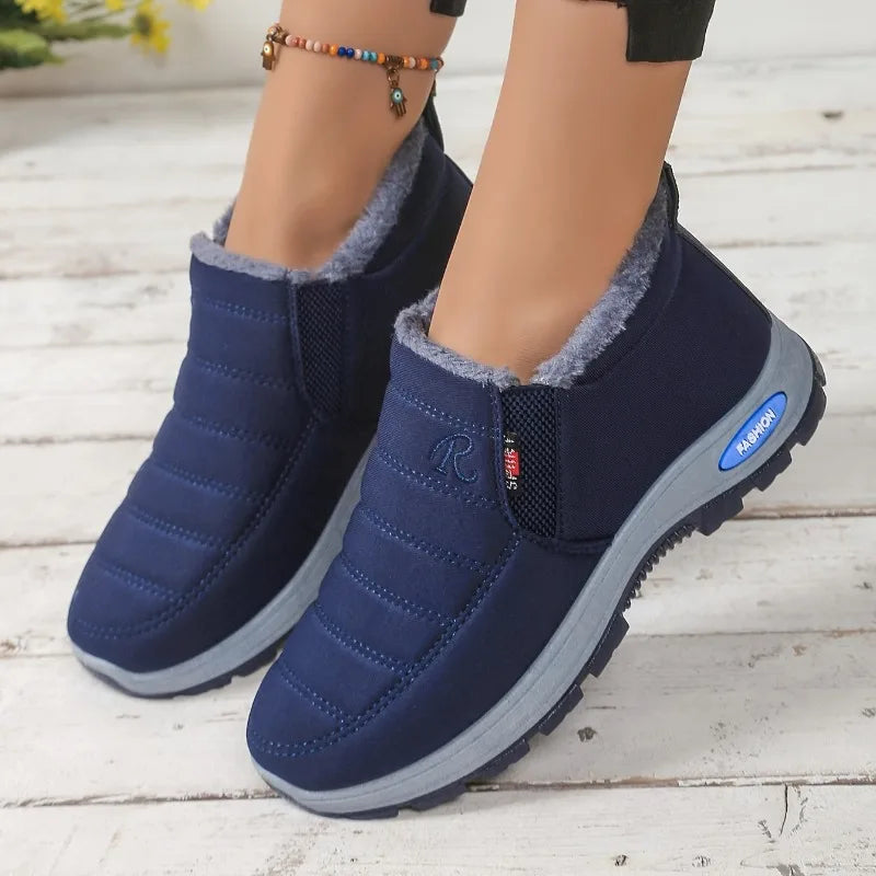 Botas de algodón de talla grande para mujer, botas de algodón cálidas y resistentes al frío, botas de nieve altas con forro polar grueso
