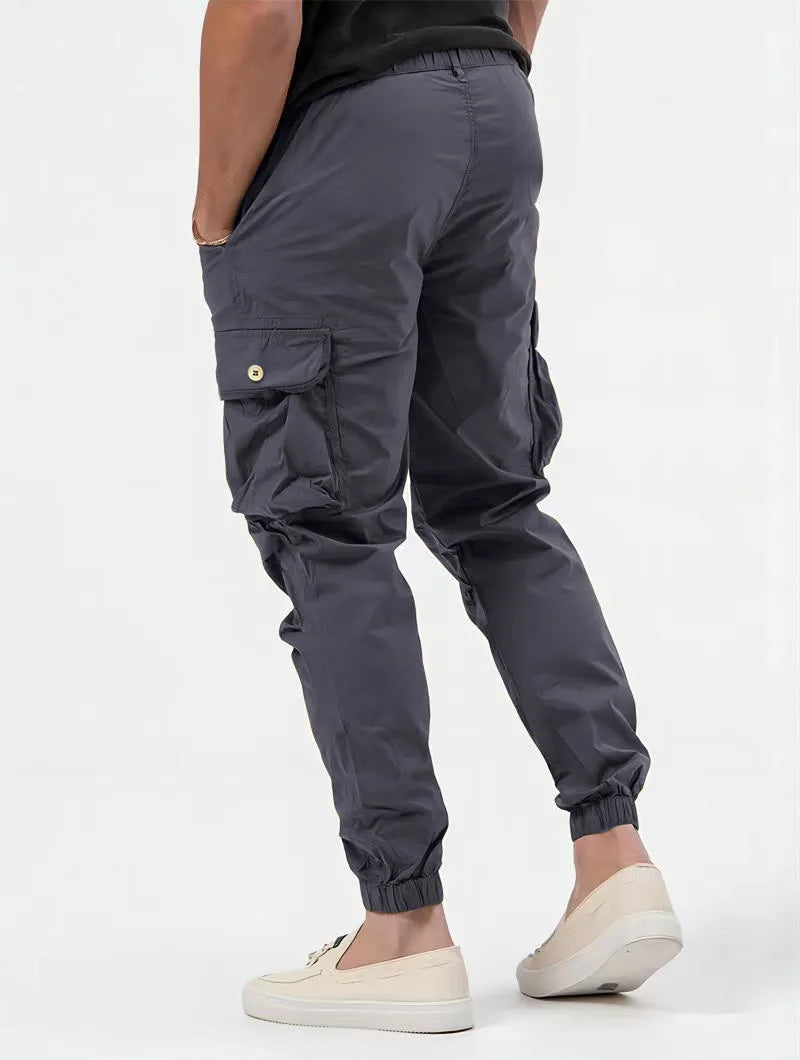 Pantalones Cargo para hombre, pantalón largo, cintura alta, Simple, con cremallera, empalme, rectos, informales, bolsillos regulares, liso, Otoño Invierno 2024