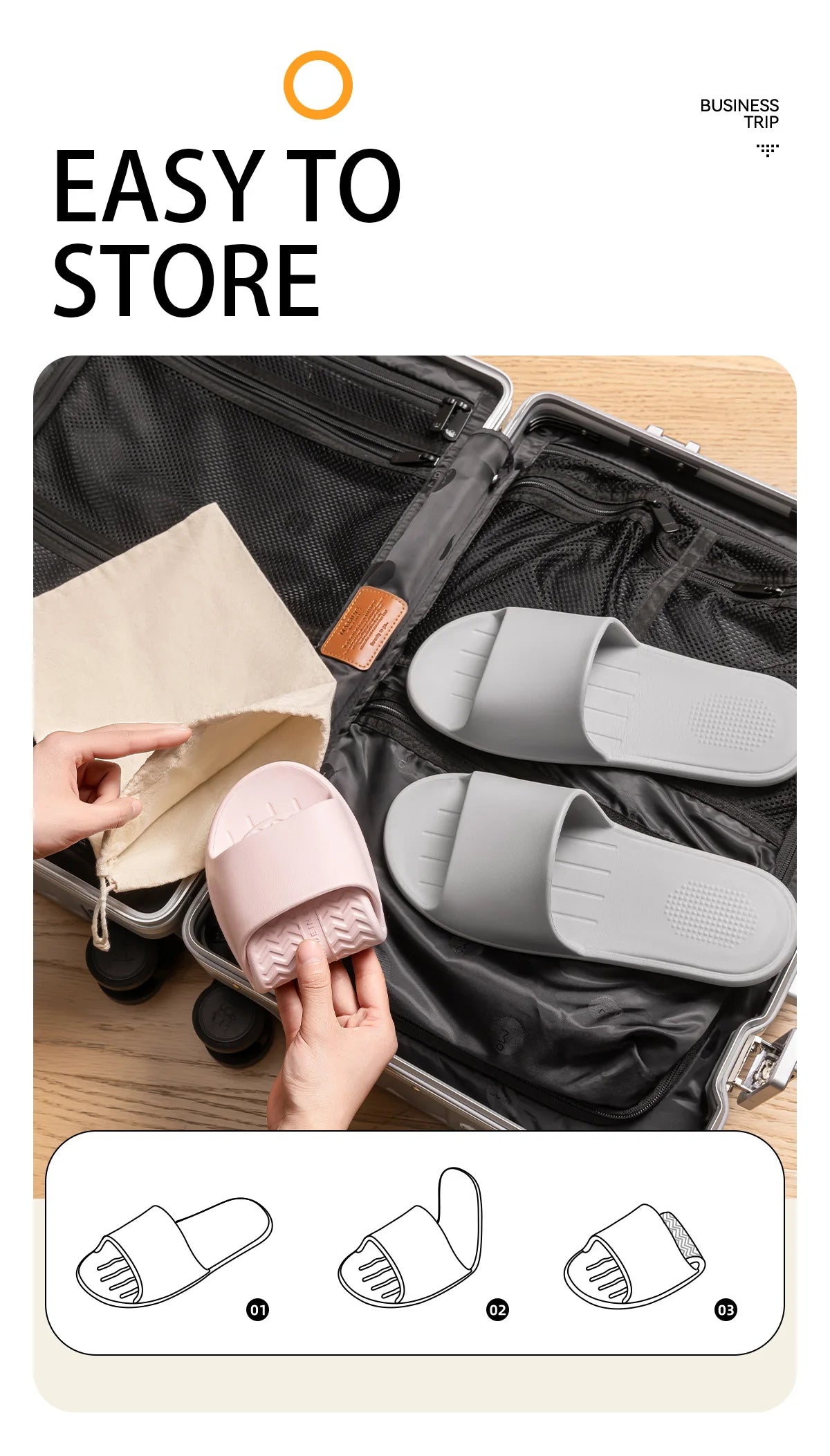Zapatillas cómodas de EVA, zapatillas de interior de viaje fáciles de plegar, cómodas zapatillas informales ligeras