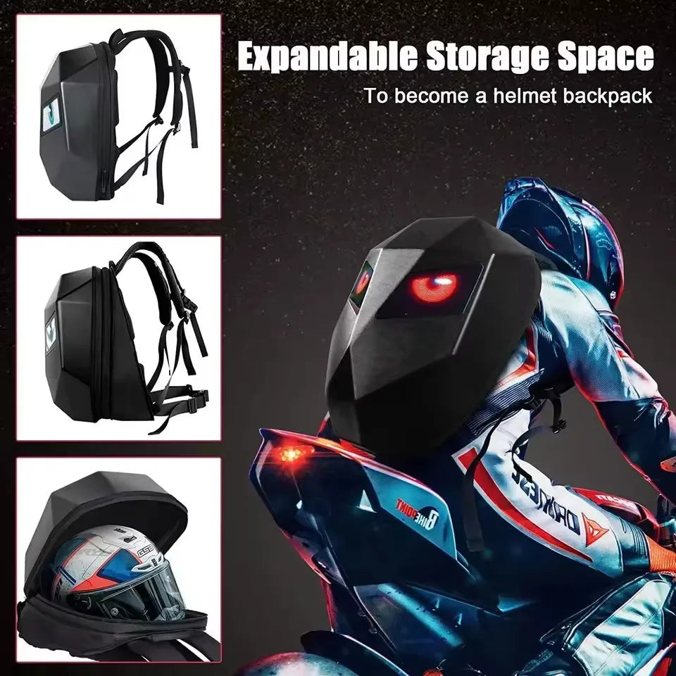 Mochila Para motocicleta Para hombre y mujer, aplicación de ojos Led, Control por Bluetooth, Editor DIY, portátil de 14 pulgadas, Mochilas Para Motocicletas, mochila F1
