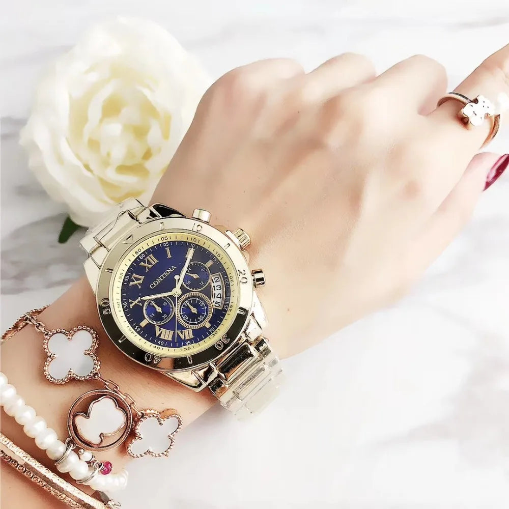 CONTENA, relojes de lujo de la mejor marca para Mujer, pulsera de acero creativa a la moda, relojes para Mujer, Reloj de cuarzo para Mujer, Reloj para Mujer