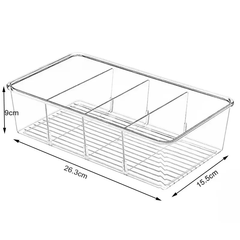 Clear Fridge Organizer Bin with Divider