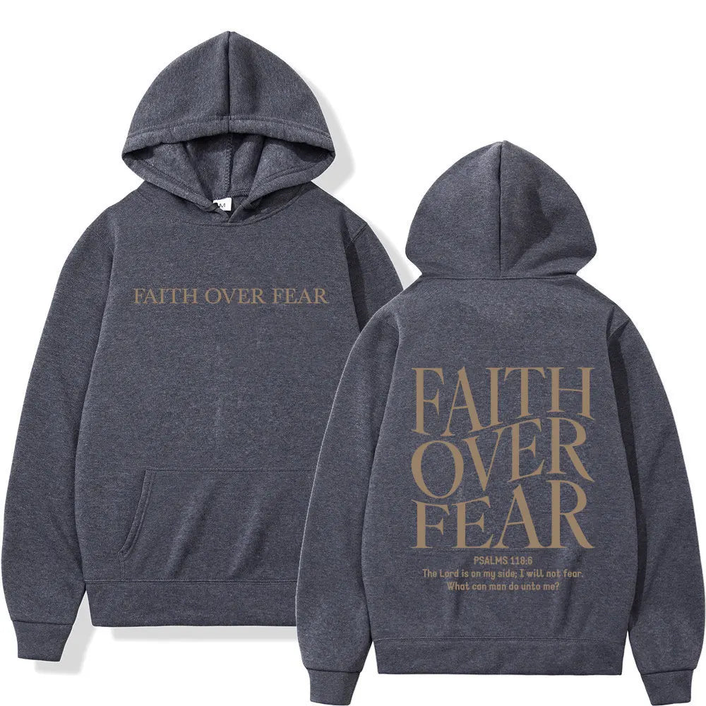Faith Over Fear-sudaderas con capucha para hombres y mujeres, sudaderas con capucha de lana de gran tamaño, moda Harajuku, versículo de la Biblia de Jesús, Otoño e Invierno